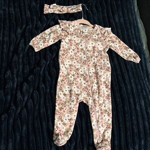 Nordstrom Floral Print Kids Footie with  bow